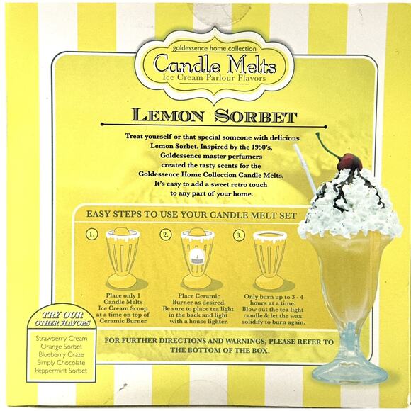 Lemon Sorbet Scented Ice Cream Parlour Craze Candle Melts Goodessance Home Colle - Picture 2 of 5